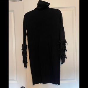 Black fringe sweater dress